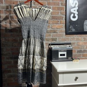 Size S | Max Studio | Metallic | Jacquard Smocked Dress